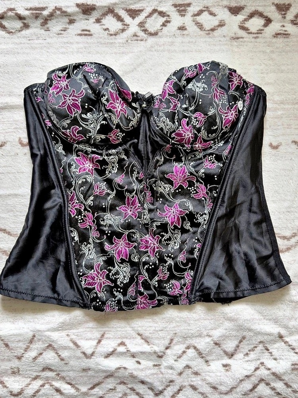 H&M Black Floral Bustier Corset